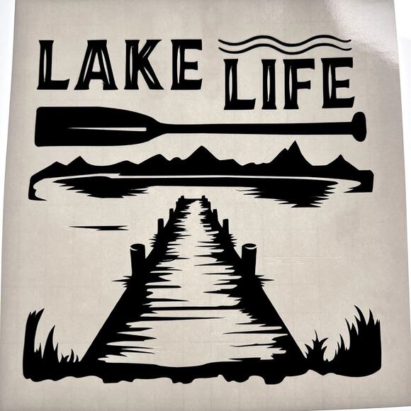 Black Vinyl Car Window Decal 'Lake Life' HANDMADE - Picture 1 of 1